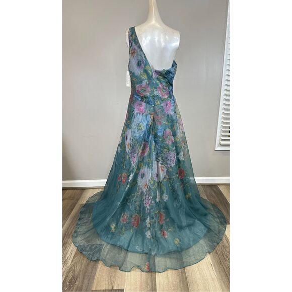 Rene Ruiz Collection Floral One-Shoulder Organza Gown Size 10 $1795 - Picture 8 of 10